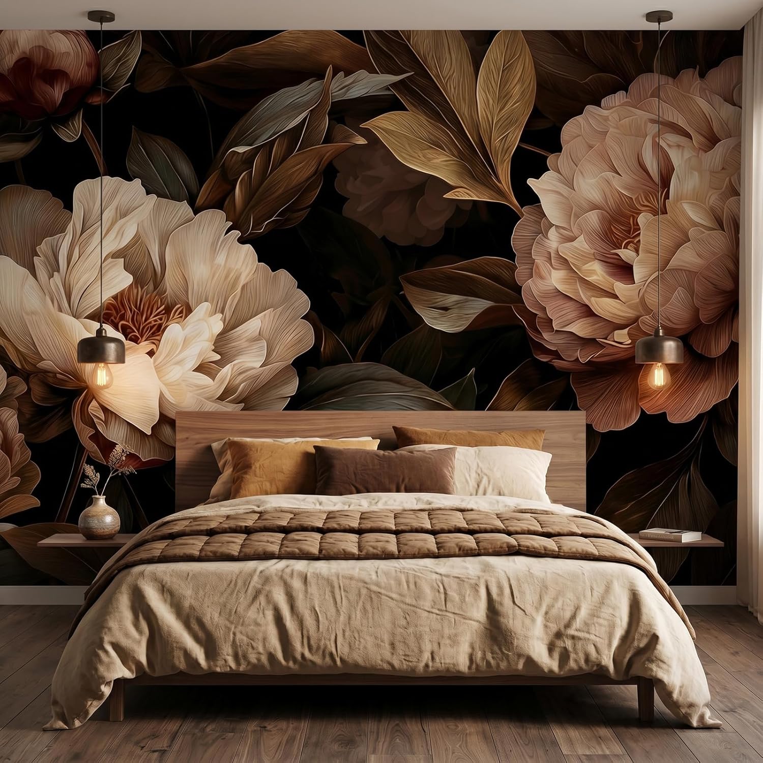 Wall Scroll Tapestry - Tapeçaria Floral Elegante de Peônia para
