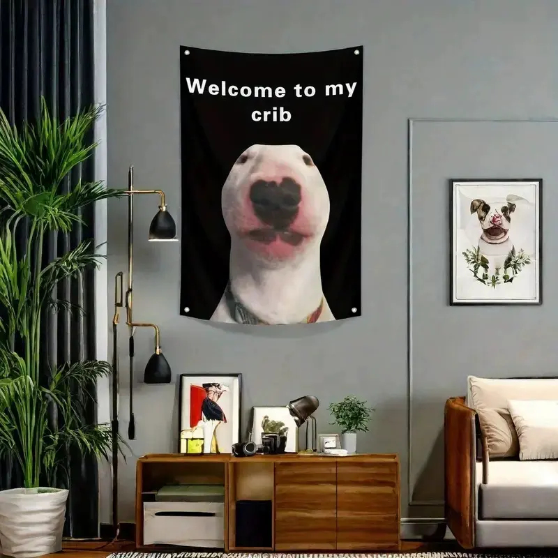 Wall Scroll Tapestry - Tapeçaria com meme de Bull Terrier,