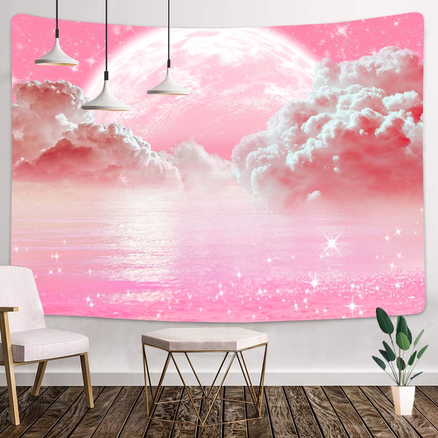 Wall Scroll Tapestry - Tapeçaria de Parede Estética com Nuvens