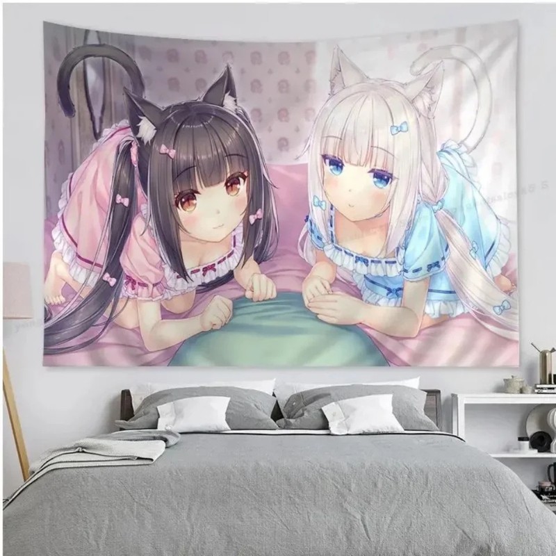 Wall Scroll Tapestry - Tapeçaria VIKAMA Gata Anime Estilo Sweet