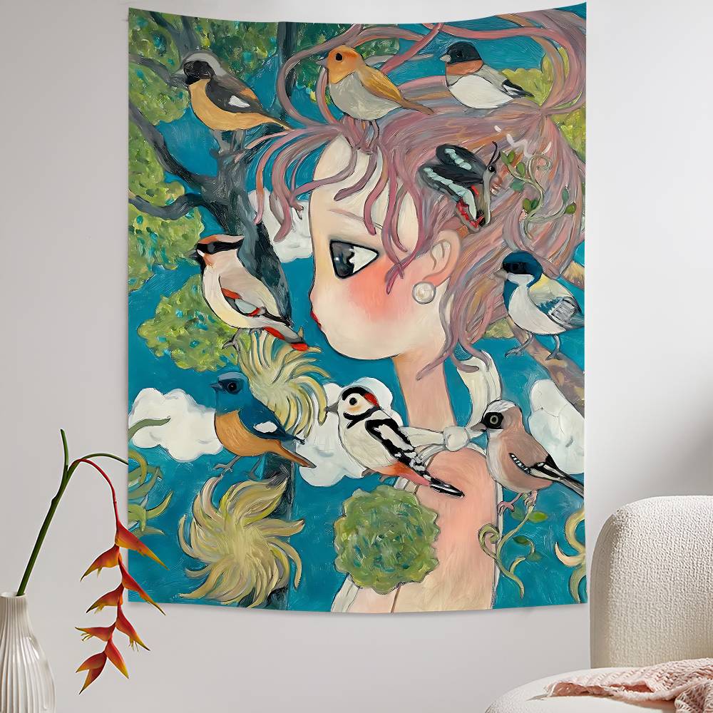 Wall Scroll Tapestry - Tapeçaria Colorida de Desenho Animado Aya