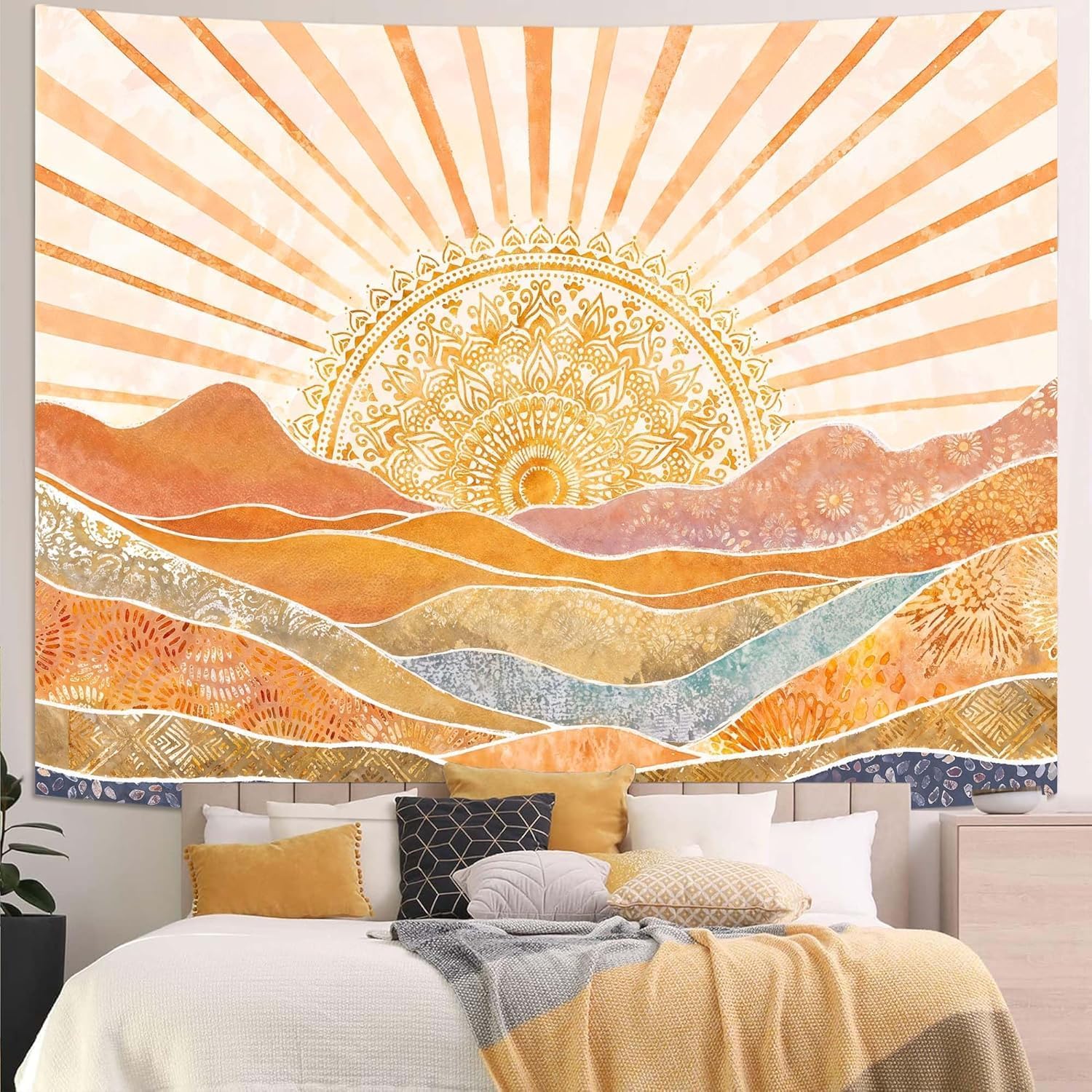 Tapeçaria Estética Boho Sol e  - Wall Scroll Tapestry avaliação e preço